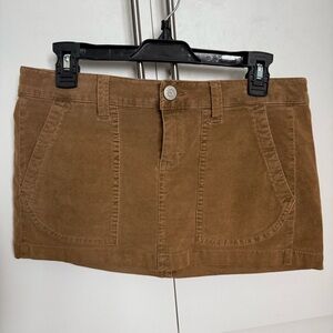 Brown Velour Corduroy Mini Skirt